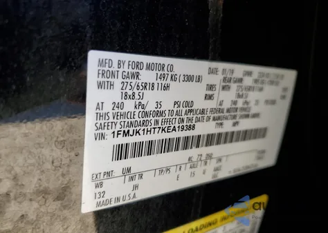 2019 Ford Expedition Max Xlt z USA, uszkodzony, nr VIN 1FMJK1HT7KEA19388